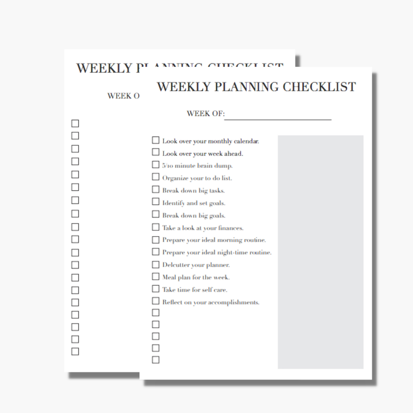 Weekly Planning Checklist