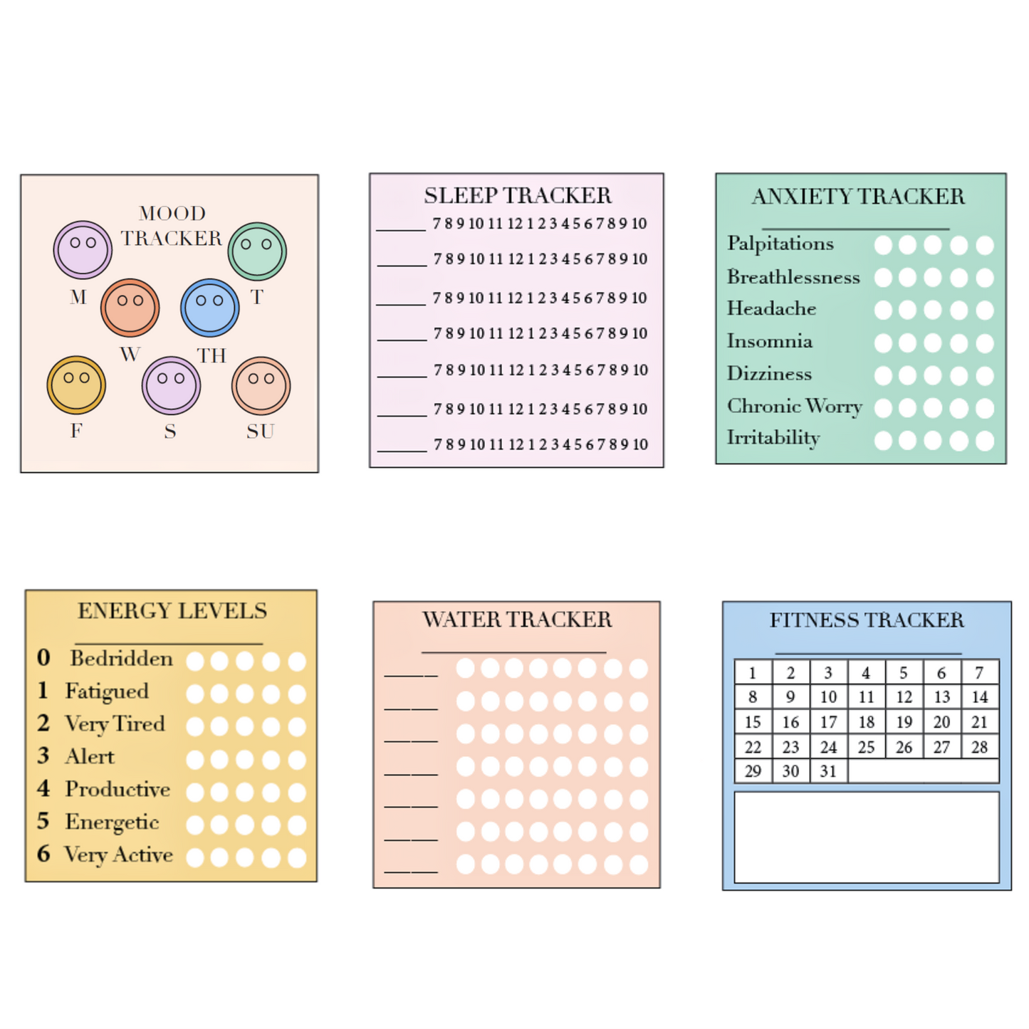 Self Care Sticky Note Trackers-Colorful